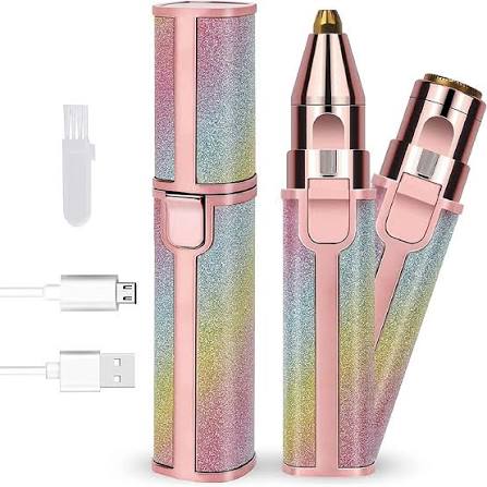 2-in-1 Rechargeable Eyebrow Trimmer & Facial Hair Remover